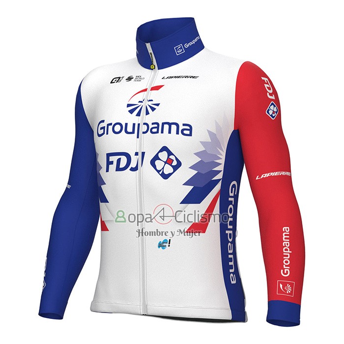 Groupama FDJ Ropa Ciclismo Culotte Largo 2022 Mangas Largas Rojo Azul